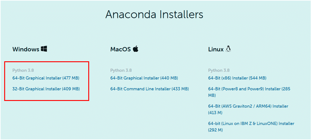 Anacondaのダウンロード(Windows)