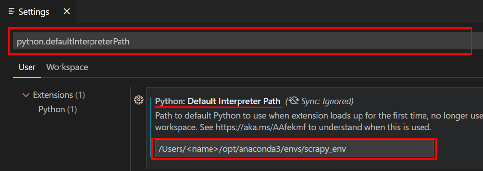 anaconda vscodeでpythonのpathの設定と確認方法(Mac) settings.jsonでのインタープリタの選択方法