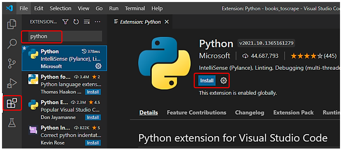 VS CodeでPythonの拡張機能を追加